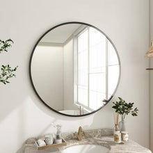 Load image into Gallery viewer, Round 24-inch Circular Bathroom Wall Mirror with Black Frame