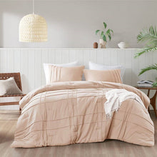 Load image into Gallery viewer, King Size Microfiber Pleated Soft Washed Comforter Set Pink Blush Color