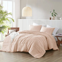 Load image into Gallery viewer, King Size Microfiber Pleated Soft Washed Comforter Set Pink Blush Color