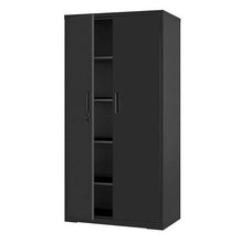 Load image into Gallery viewer, Black Steel Lockable Storage Cabinet Shelving Unit with 4 Adjustable Shelves
