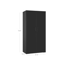 Load image into Gallery viewer, Black Steel Lockable Storage Cabinet Shelving Unit with 4 Adjustable Shelves