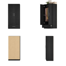 Load image into Gallery viewer, Modern Armoire Wardrobe Closet Cabinet with Storage Drawer in Black Wood Finish