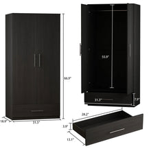 Load image into Gallery viewer, Modern Armoire Wardrobe Closet Cabinet with Storage Drawer in Black Wood Finish