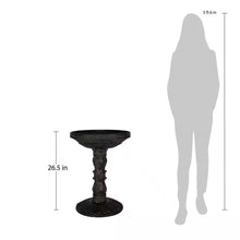 Load image into Gallery viewer, Outdoor Garden Fiberglass Bird Bath in Black Charcoal Stone Finish