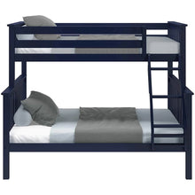 Load image into Gallery viewer, Twin over Full size Solid Wood Bunk Bed in Dark Navy Blue Finish