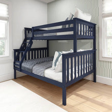 Load image into Gallery viewer, Twin over Full size Solid Wood Bunk Bed in Dark Navy Blue Finish