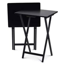 Load image into Gallery viewer, Set of 2 - Folding TV Tray Table Set in Black Wood Finish