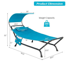 Load image into Gallery viewer, Teal Blue Outdoor Hammock Chaise Lounge Chair Cot with Canopy and Storage Bag