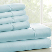 Load image into Gallery viewer, Twin size Aqua 4 Piece Wrinkle Resistant Microfiber Polyester Sheet Set