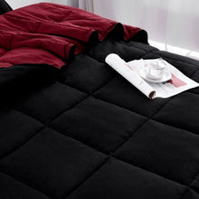 Load image into Gallery viewer, Twin/Twin XL Traditional Microfiber Reversible 3 Piece Comforter Set in Black/Maroon
