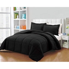 Load image into Gallery viewer, Twin Size Reversible Microfiber Down Alternative Comforter Set in Black