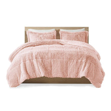 Load image into Gallery viewer, Twin/Twin XL Pink Blush Soft Sherpa Faux Fur 2-Piece Comforter Set