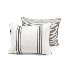 Load image into Gallery viewer, Twin/Twin XL Black Off-White Cream Stripe Reversible Cotton 2 Piece Quilt Set