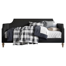 Load image into Gallery viewer, Twin size Black Polyester Fabric Upholstered Daybed with Nailhead Trim