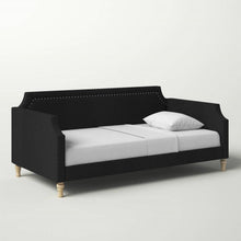 Load image into Gallery viewer, Twin size Black Polyester Fabric Upholstered Daybed with Nailhead Trim