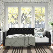 Load image into Gallery viewer, Twin size Black Polyester Fabric Upholstered Daybed with Nailhead Trim