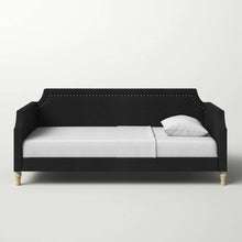 Load image into Gallery viewer, Twin size Black Polyester Fabric Upholstered Daybed with Nailhead Trim