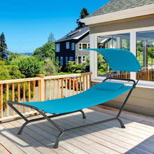 Load image into Gallery viewer, Blue Polyester Chaise Lounge Chair Hammock with Canopy and Storage Bag