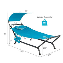 Load image into Gallery viewer, Blue Polyester Chaise Lounge Chair Hammock with Canopy and Storage Bag