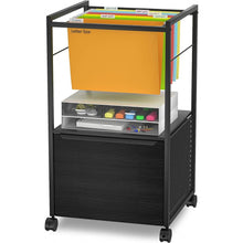 Load image into Gallery viewer, Black Metal Wood Rolling File Cabinet with Open File Hanging Bar