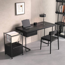 Load image into Gallery viewer, Black Metal Wood Rolling File Cabinet with Open File Hanging Bar