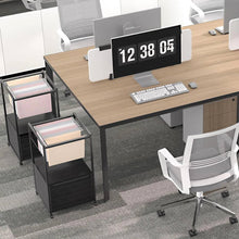 Load image into Gallery viewer, Black Metal Wood Rolling File Cabinet with Open File Hanging Bar