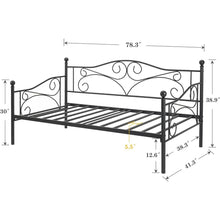 Load image into Gallery viewer, Twin size Classic Heavy Duty Steel Daybed Frame in Black Metal Finish