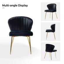 Load image into Gallery viewer, Black Velvet Upholstered Wingback Accent Side Chair w/ Gold Metal Legs
