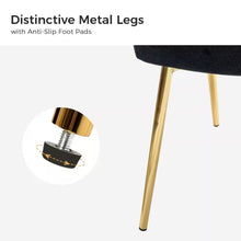 Load image into Gallery viewer, Black Velvet Upholstered Wingback Accent Side Chair w/ Gold Metal Legs