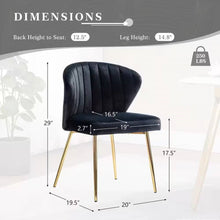 Load image into Gallery viewer, Black Velvet Upholstered Wingback Accent Side Chair w/ Gold Metal Legs