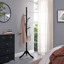 Load image into Gallery viewer, Space Saving Solid Wood Modern Coat Rack in Black Finish