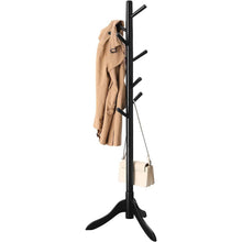 Load image into Gallery viewer, Space Saving Solid Wood Modern Coat Rack in Black Finish