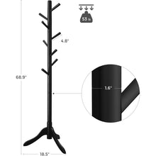 Load image into Gallery viewer, Space Saving Solid Wood Modern Coat Rack in Black Finish