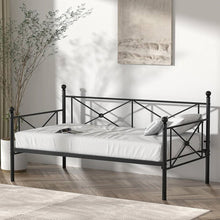 Load image into Gallery viewer, Twin size Classic Heavy Duty Metal Day Bed Frame in Black Finish