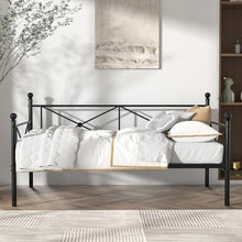 Load image into Gallery viewer, Twin size Classic Heavy Duty Metal Day Bed Frame in Black Finish