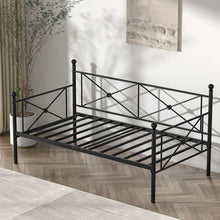Load image into Gallery viewer, Twin size Classic Heavy Duty Metal Day Bed Frame in Black Finish