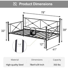 Load image into Gallery viewer, Twin size Classic Heavy Duty Metal Day Bed Frame in Black Finish