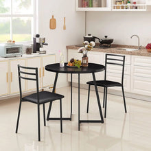Load image into Gallery viewer, Modern 3-Piece Kitchen Dining Set with Round Black Wood-Top Table and 2 Chairs