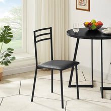 Load image into Gallery viewer, Modern 3-Piece Kitchen Dining Set with Round Black Wood-Top Table and 2 Chairs