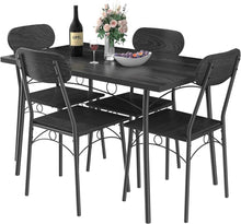 Load image into Gallery viewer, Modern 5-Piece Dining Set with Black Wood-Top Table and 4 Chairs