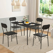 Load image into Gallery viewer, Modern 5-Piece Dining Set with Black Wood-Top Table and 4 Chairs