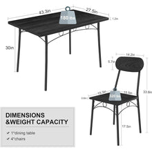 Load image into Gallery viewer, Modern 5-Piece Dining Set with Black Wood-Top Table and 4 Chairs