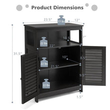 Load image into Gallery viewer, Black Farmhouse Bathroom Linen Cabinet with Louvered Doors and Open Shelf