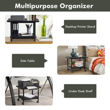Load image into Gallery viewer, Black Multipurpose 2-Tiered Mobile Wheeled Printer Cart Stand
