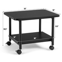 Load image into Gallery viewer, Black Multipurpose 2-Tiered Mobile Wheeled Printer Cart Stand