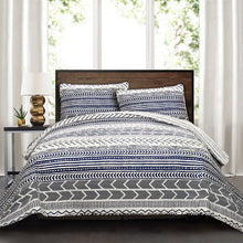 Load image into Gallery viewer, 3 Piece Scandinavian Blue White Reversible Cotton Set in Full/Queen