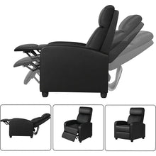 Load image into Gallery viewer, Black High-Density Faux Leather Push Back Recliner Chair