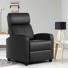 Load image into Gallery viewer, Black High-Density Faux Leather Push Back Recliner Chair