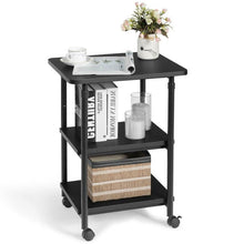 Load image into Gallery viewer, Black Multifunction Adjustable Height 3-tier Printer Stand on Wheels