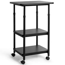 Load image into Gallery viewer, Black Multifunction Adjustable Height 3-tier Printer Stand on Wheels
